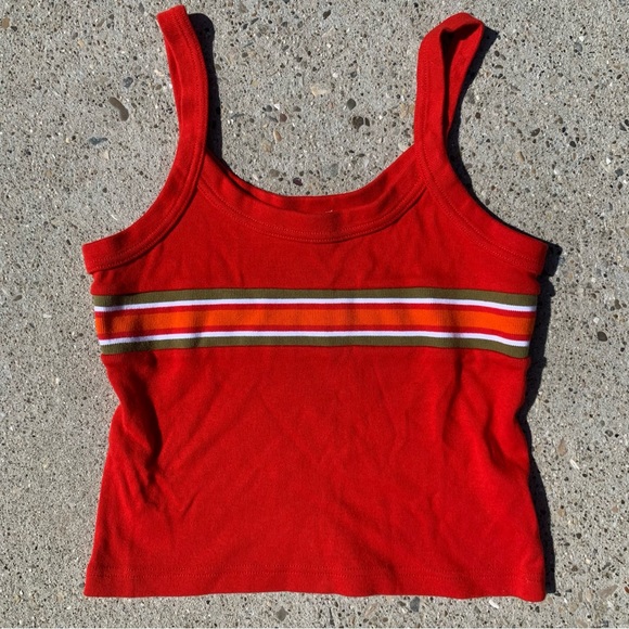 Express Tops Vintage Express Tri Cot And Block Striped Cropped Tank
